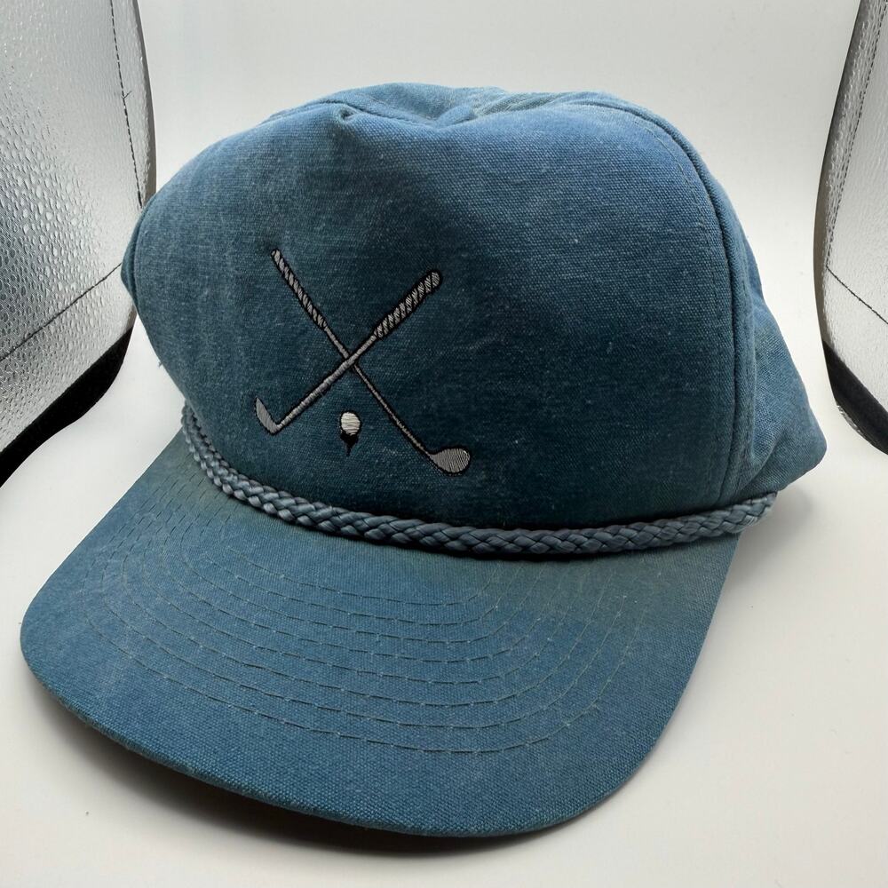 Vintage Cobra Caps Golf Hat Crossed Clubs Rope Snapback Green 100% Cotton